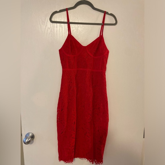 Lulus Love Me Right Red Lace Bodycon Midi Dress - Picture 4 of 12